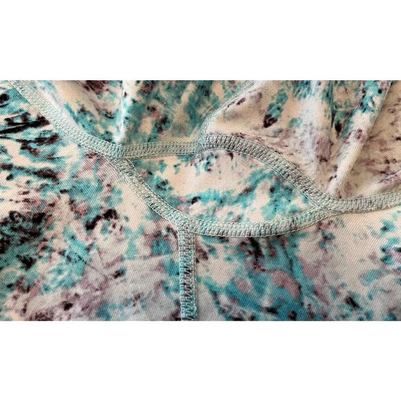 CALVIN KLEIN PERFORMANCE LEGGINGS, WOMENS, L, TEAL PINK WHITE ABSTRACT, CROPPED - Picture 7 of 10